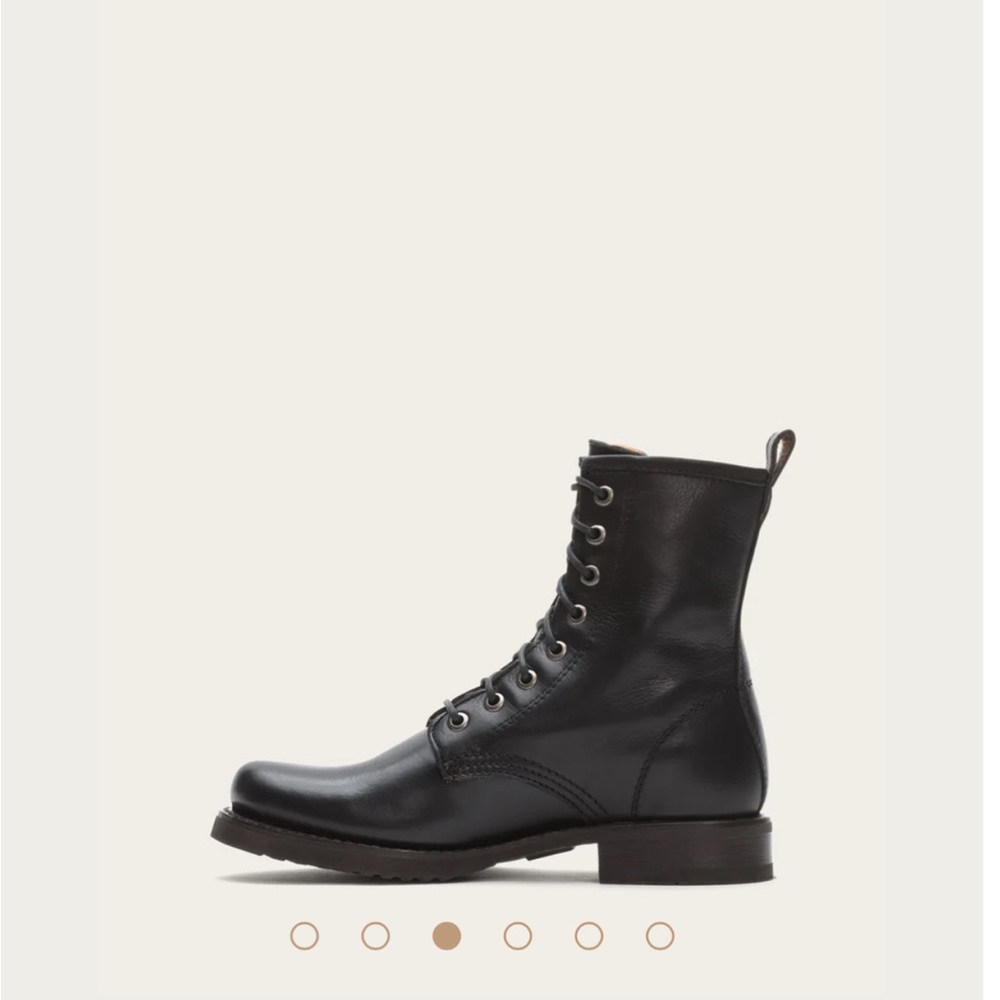 Frye Veronica Leather Black Combat Boots Size 8